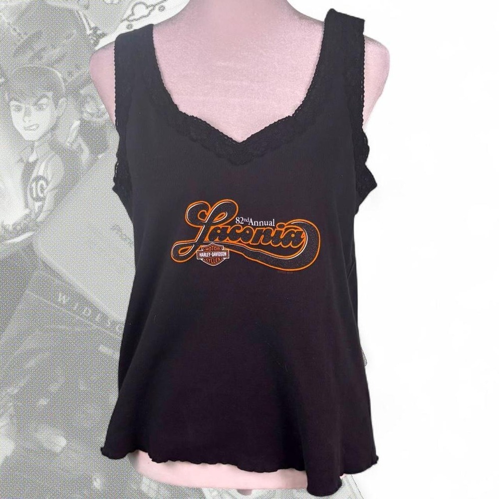 Vintage Y2K Harley Davidson Laconia Cami Tank top W/ Lace